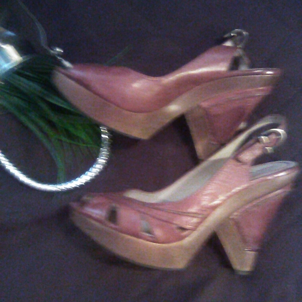 Y2k Miss sixty peep toe wooden clogs